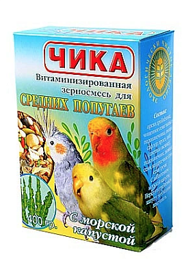 ЧИКА Сухой корм для средних попугаев с морской капустой