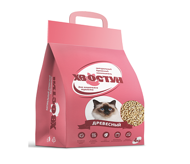 Хвостун наполнитель для кошек древесный впитывающий 