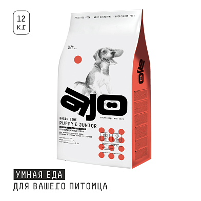 AJO Puppy & Junior сухой корм для щенков средних и крупных пород с индейкой и гречкой
