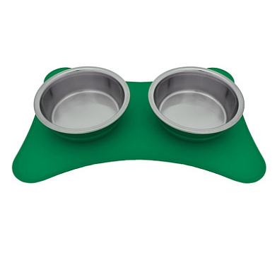 Tappi Харо миска металлическая двойная для собак и кошек, зеленая