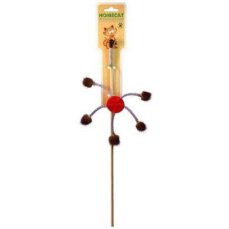 Купить homecat Дразнилка для кошек Солнышко с фетром и норковыми помпонами на пружинках