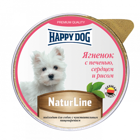 Купить happy dog natur line влажный корм паштет для собак ягненок с печенью, сердцем и рисом (ламистер)