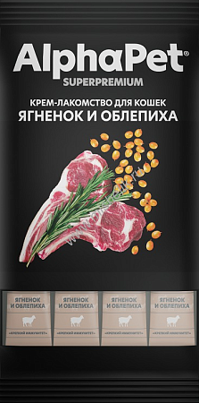 Купить alphapet superpremium Крем-лакомство для кошек ягненок и облепиха