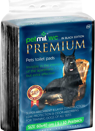 Купить petmil Пеленки впитывающие для собак и кошек с суперабсорбентом черные 