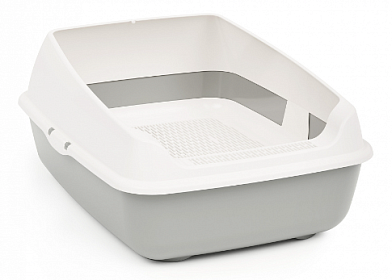 Лоток ALTA для кошек с высокими бортами и сеткой серый