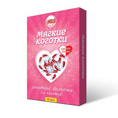 Cliny колпачки на когти для кошек "Мягкие коготки", красно-белые