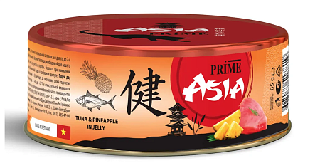 Купить prime asia влажный корм для взрослых кошек тунец с ананасом в желе (банка)