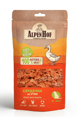 AlpenHof лакомство для кошек сердечки из утки