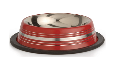 Купить beeztees миска стальная нескользящая для собак и кошек, красная в полосочку