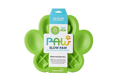 PetDreamHouse Лапа миска пластиковая для медленного кормления для собак и кошек, зеленая