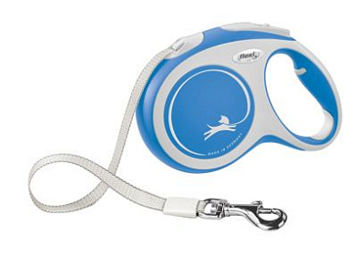 Flexi рулетка-ремень для собак, синяя, New Comfort Tape blue