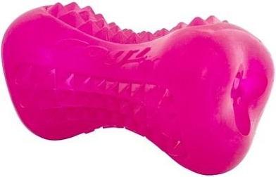 Rogz игрушка для собак кость из резины с массажными насечками YUMZ, розовая