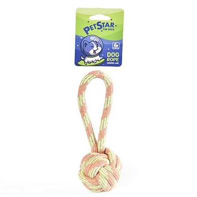 PetStar игрушка для собак МЯЧ с веревкой беж., текстиль