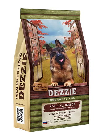 Купить dezzie adult dog сухой корм для взрослых собак всех пород с курицей и говядиной