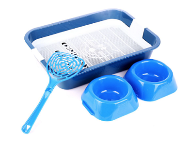 Сибирская кошка Набор для кошек Питомец туалет с бортиком+миска двойная+совок