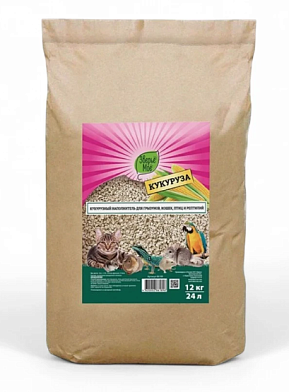 Зверье Мое Наполнитель для кошек кукурузный, средние гранулы