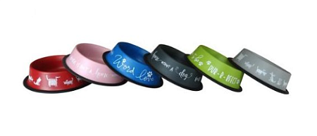 Купить Уют Миска мееталлическая цветная на резинке с рисунком для кошек и собак