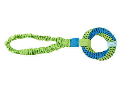 Mr.Kranch Игрушка-перетяжка для собак Плетеное голубое кольцо-спираль двойное на ленте