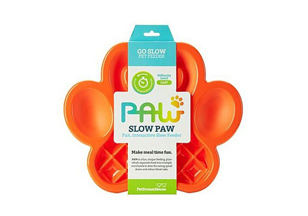 Купить petdreamhouse Лапа миска пластиковая для медленного кормления для собак и кошек, оранжевая