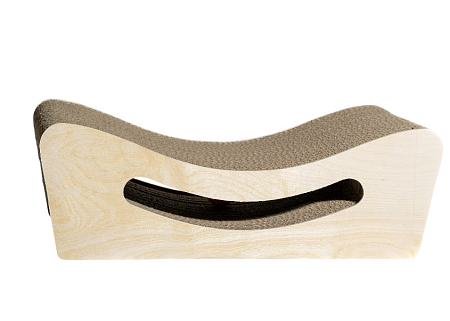 Купить Зверьё моё Когтеточка-лежанка для кошек УЛЫБКА с игрушкой картон 