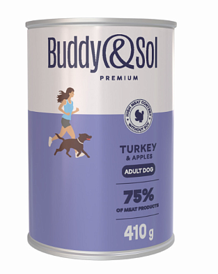 Buddy&Sol Premium консервы для собак всех пород с индейкой и яблоком
