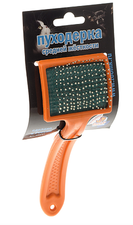 Купить Зооник Пуходерка для кошек и собак средняя с каплей средней жесткости пластиковая