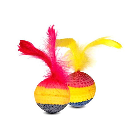 Купить triol игрушка для кошек мяч поролон с пером 