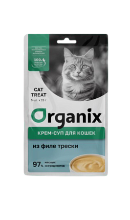 Купить organix лакомство для котят и кошек крем-суп из филе трески