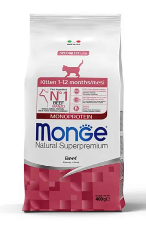 Купить monge cat speciality line monoprotein сухой корм для котят и беременных кошек с говядиной