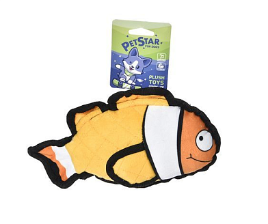 PetStar игрушка для cобак РЫБА КЛОУН, с пищалкой, полиэстер