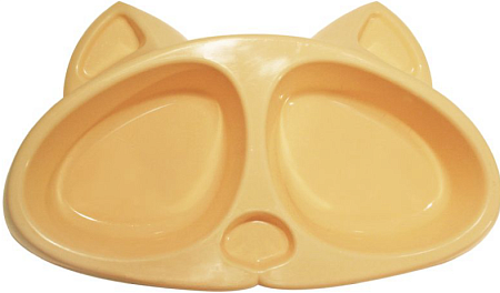 Купить zooexpress Киска миска для кошек двойная, оранжевая