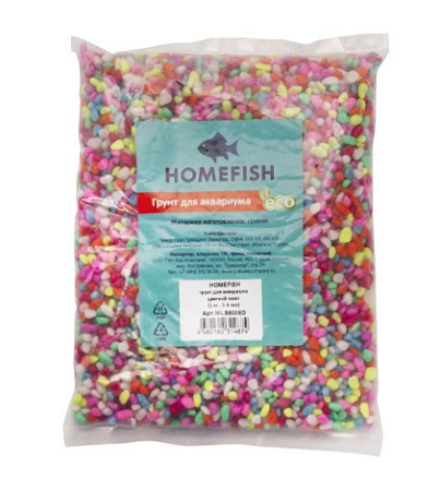 Купить homefish грунт для аквариума 2-4 мм цветной микс