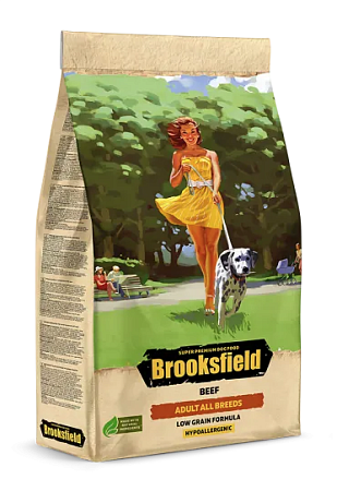 Купить brooksfield low grain adult dog all breeds beef сухой корм для взрослых собак всех пород с говядиной и рисом