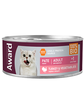 Купить award  консервы для взрослых кошек паштет из индейки с овощами (банка)