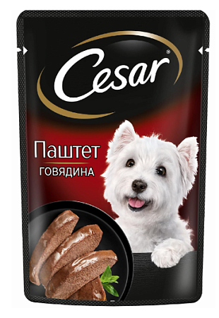Купить cesar влажный корм из говядины (пауч)