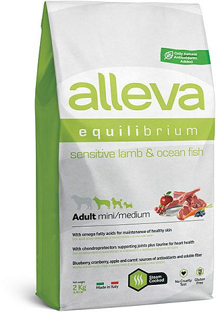 Купить alleva equilibrium sensitive lamb & ocean fish adult mini/medium сухой корм для взрослых собак мелких и средних пород с ягненком и океанической рыбой