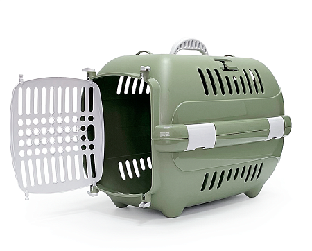 Купить zooexpress Турне 2.0 переноска для собак и кошек с пластиковой дверцей, оливковая