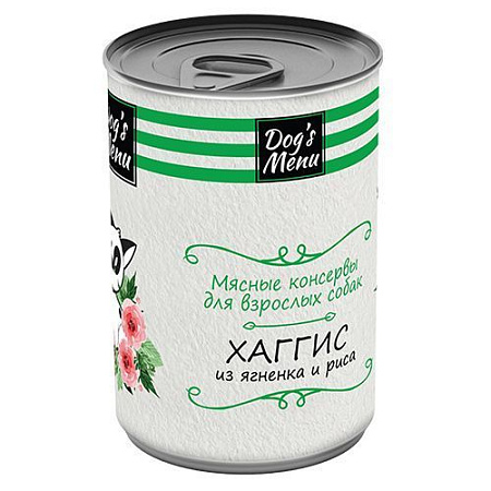 Купить dog`s menu консервы для взрослых собак хаггис из ягненка и риса
