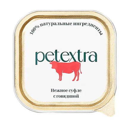 Купить petextra влажный корм для взрослых кошек, нежное суфле с говядиной (ламистер)