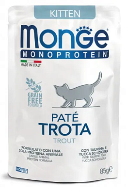 Monge Cat Monoprotein влажный корм для котят с форелью (пауч)