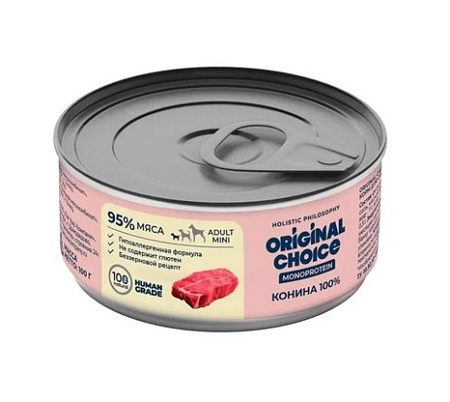 Купить original choice monoprotein adult mini консервы для собак мелких пород конина 100%