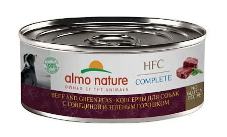 Купить almo nature Консервы для собак и щенков с говядиной и зеленым горошком в бульоне (hfc, complete, beef and green peas)