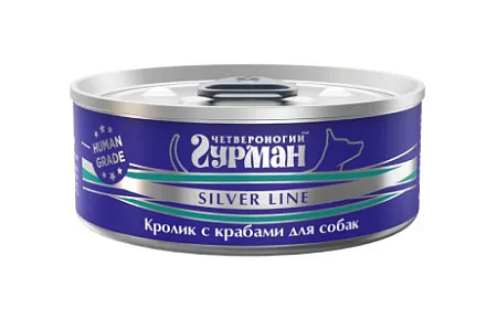 Купить Четвероногий Гурман silver line консервы для взрослых собак всех пород кролик с крабами в желе