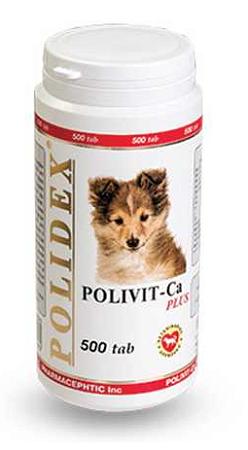 Купить polidex Поливит-кальций плюс для взрослых собак всех пород с кальцием и фосфором