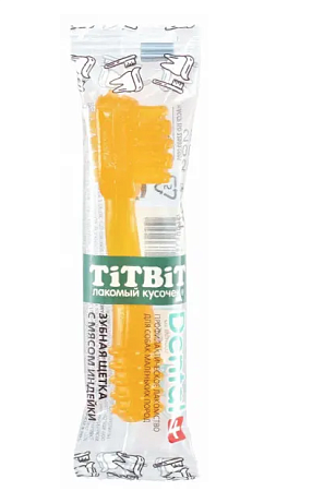 Купить titbit лакомство для собак мелких пород Дентал+ зубная щетка с мясом индейки