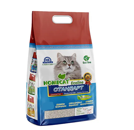 Купить homecat комкующийся наполнитель для кошек "Эколайн" без запаха