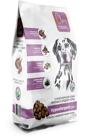 Купить clan classic hypoallergenic-23/11 сухой корм для взрослых собак крупных и средних пород с ягненком, индейкой и бурым рисом
