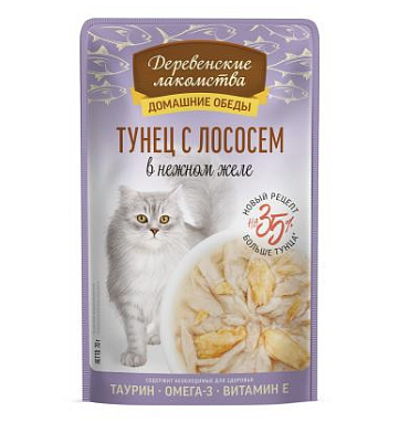 Деревенские лакомства Домашние обеды тунец с лососем в нежном желе пауч для кошек