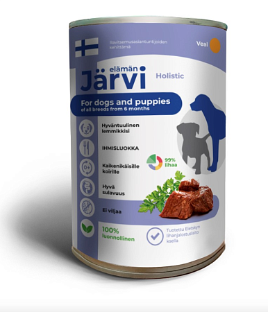 Купить jarvi полнорационные консервы для щенков и собак всех пород с телятиной