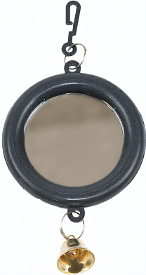 Homepet игрушка для птиц Зеркало с колокольчиком круглое малое серое